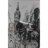 Feliks Topolski (1907-1989) signed print - London scene, 64 x 48cm