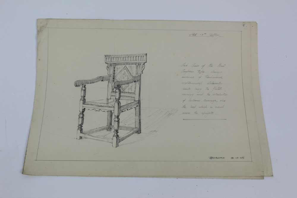 Arthur H. Moore, collection of ten Edwardian architect's drawings - Image 18 of 19