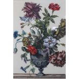After Jean Batiste Monoyer (1636-1699) - 18th century coloured engraving of a vase of flowers