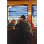 Michael 'Mick' Smee (1946) oil on canvas - At the bar in the French