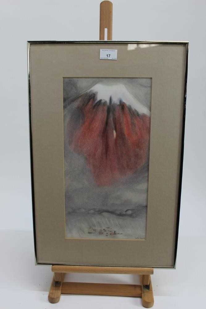 Pair of pastels by Daphne Reynolds (1918-2002) 'In the shadows of mount fungi' signed in glazed fram - Image 3 of 8