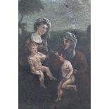 Early 18th century Continental School, oil on panel, The Virgin Mary with Jesus and Elizabeth with t