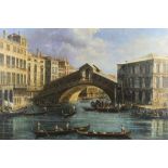 20th century, Italian School oil on canvas laid on board - The Grand Canal, Venice, unframed, 80cm x