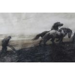Herbert Thomas Dicksee (1862-1942) signed black and white etching - The Last Furrow, signed in penci