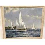 English School, 20th century, oil on canvas - Yacht race, together with another