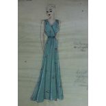 Group of 1940s and 50s costume and clothing designs, four for Dorothy Ward, fifteen designs on traci
