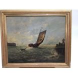 Early 20th century English School oil on board - shipping off the coast, installed and indistinctly