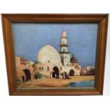 J. W. Shaw, oil on board - Mosques of old Tunisia, signed and dated 1954, in gilt frames