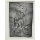 Richard Heseltine (1914-2012) etching - Italian landscape with a figure on a donkey, in glazed frame