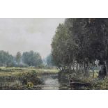 Ted Dyer oil canvas of a river view