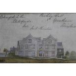 Pair of mid 19th century naive watercolours depicting Brothby Hall, Lincolnshire