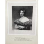 Early 19th century portrait print - Miss Charlotte Hardtman Pemberton, titled, in gilt and ebonise