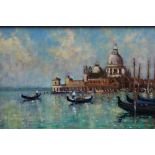 David Baxter of Norwich, oil on board, A view of The Grand Canal Venice, signed, in gilt frame, 20 x