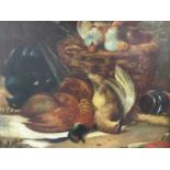 19th century English School, oil on canvas, A game larder, indistinctly signed and dated, in gilt fr