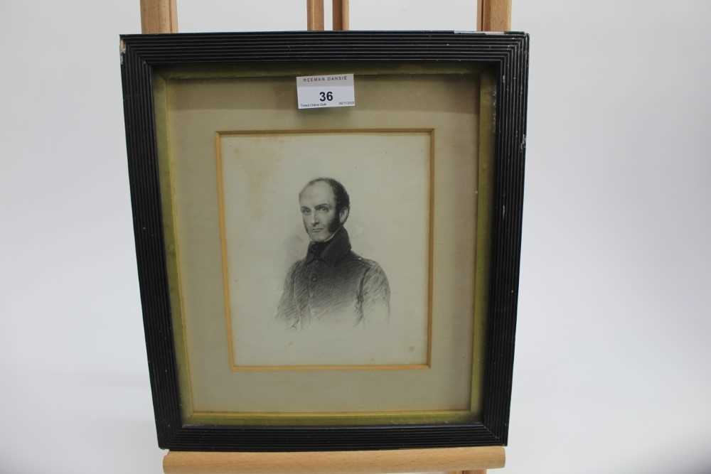 1830s English School monochrome watercolour portrait of a gentleman, inscribed verso 'Lt. J. Walpole - Image 2 of 5