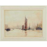 Charles Edward Dixon (1872-1934), watercolour, Barges on the Thames, signed and dated ‘96, 23 x 32cm