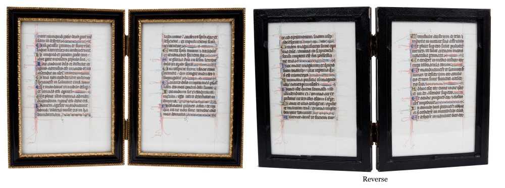 Two 15th century illuminated leaves from a book of hours