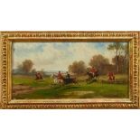 Robert Stone (1820-1870) pair of oils on panel - Hunting scenes, signed, in gilt frames