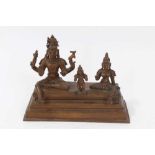 Good quality Indian bronze group, depicting three Gods seated on a plinth base