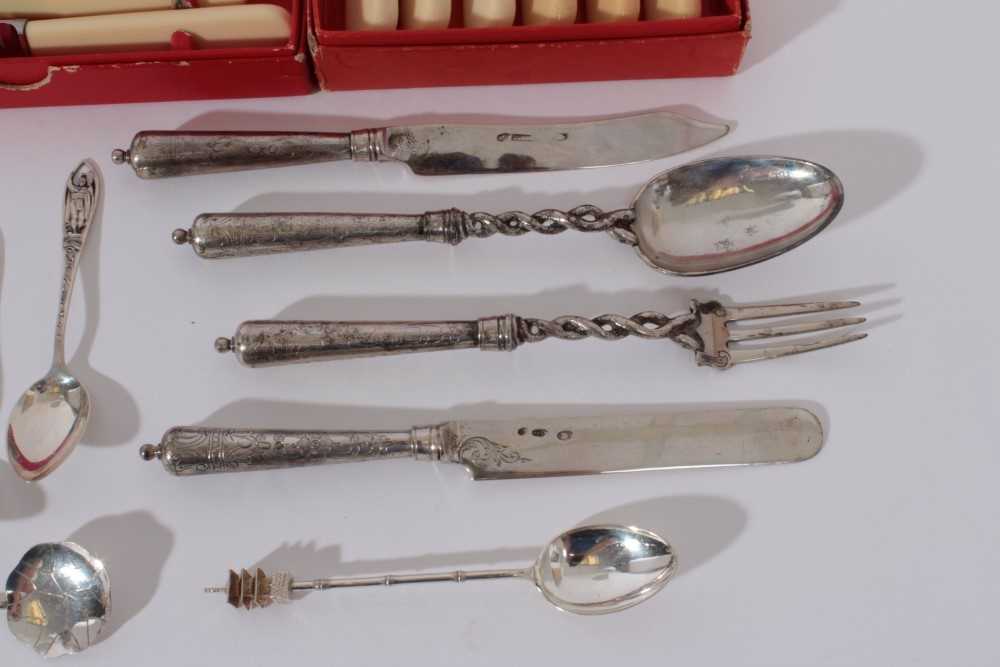 Group of eight foreign silver souvenir spoons, together with Danish silver cutlery, three cased sets - Image 5 of 5