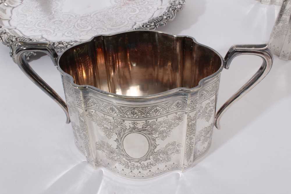 Good quality Victorian silver plated four piece teaset with engraved floral and foliate decoration, - Image 7 of 7