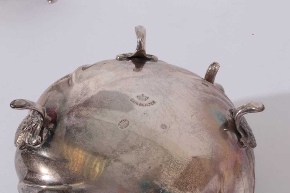 Early 20th Century Danish silver sugar bowl and milk jug, with wrythen decoration and scroll handles - Image 3 of 5