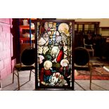 Large 19th century stained glass panel