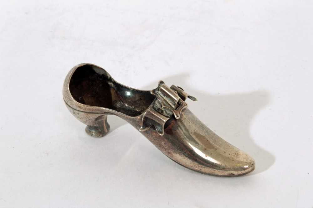 Victorian silver novelty pin cushion in the form of a shoe (Birmingham 1898), Maker Adie & Lovekin L