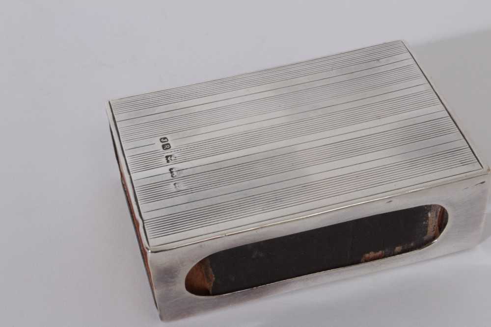 Edwardian silver match box cover of conventional form with engine turned decoration and vacant centr - Image 11 of 13