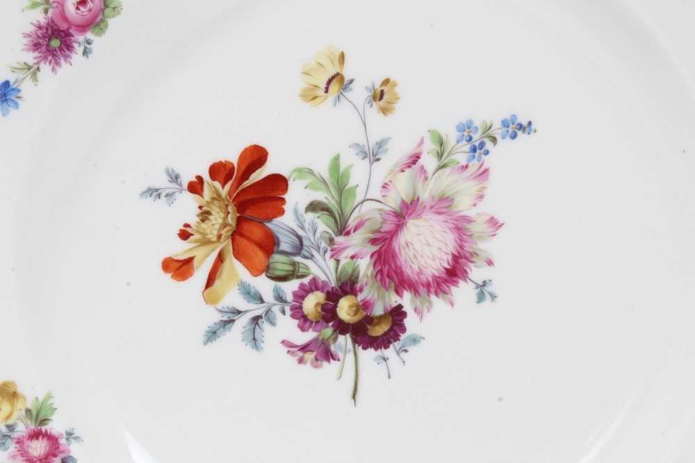 Two Meissen flower painted plates, c.1775 - Image 3 of 7