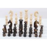 19th century ivory and stained ivory chess set