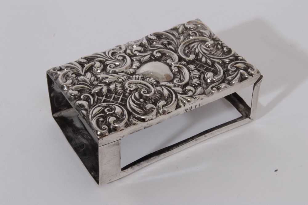 Edwardian silver match box cover of conventional form with engine turned decoration and vacant centr - Image 6 of 13