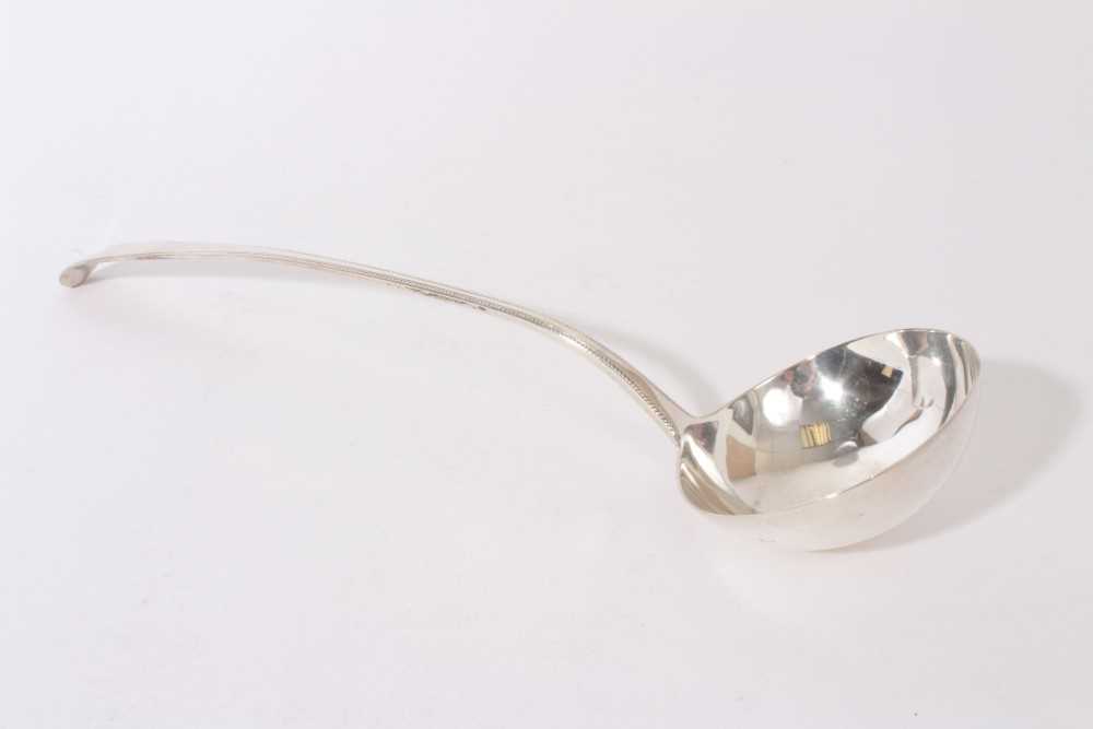 George III Beaded Old English pattern Silver soup ladle (London 1782), maker G.J., all at 5oz, 25cm