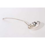George III Beaded Old English pattern Silver soup ladle (London 1782), maker G.J., all at 5oz, 25cm