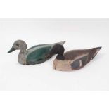 Two old painted wooden decoy ducks