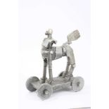 Jonathan Clarke (1961) - cast aluminium sculpture on wheels, signed JC 93