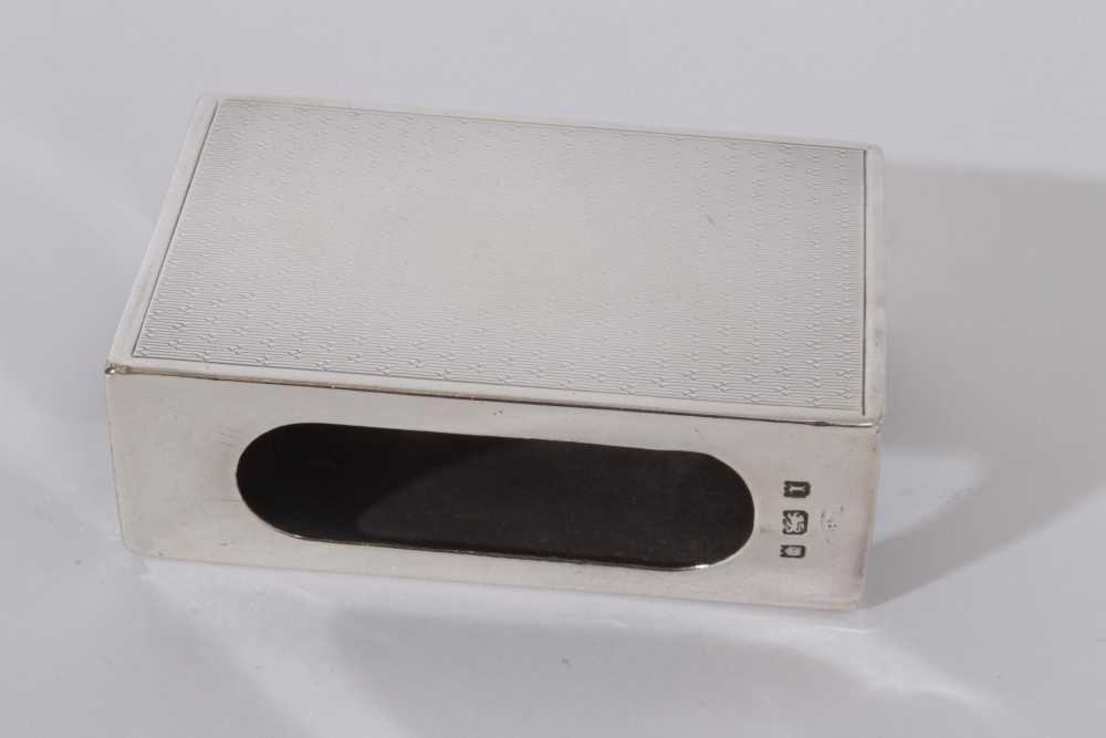 Edwardian silver match box cover of conventional form with engine turned decoration and vacant centr - Image 9 of 13