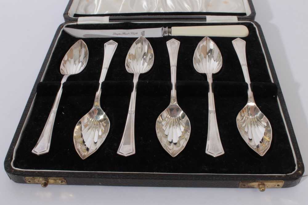 George VI set of six silver grapefruit spoons, (Sheffield 1938), maker, Angora Silver Plate Co, toge - Image 8 of 8