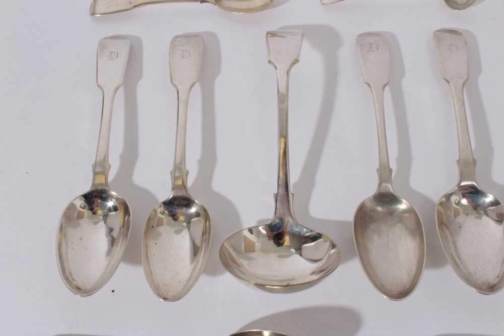 Pair of George III fiddle pattern table spoons (London 1798) together with other Georgian and later - Image 2 of 6