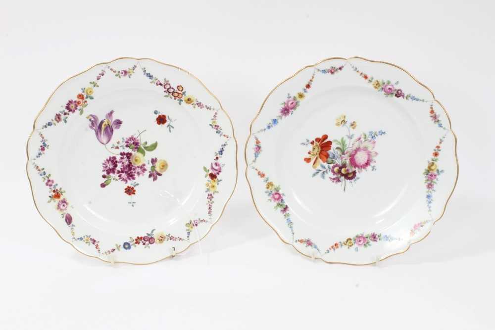 Two Meissen flower painted plates, c.1775