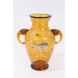 Moser style enamelled glass vase