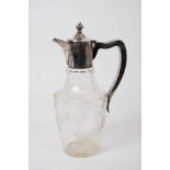 George V cut glass liqueur decanter of tapered form with etched floral and swag decoration, star cut