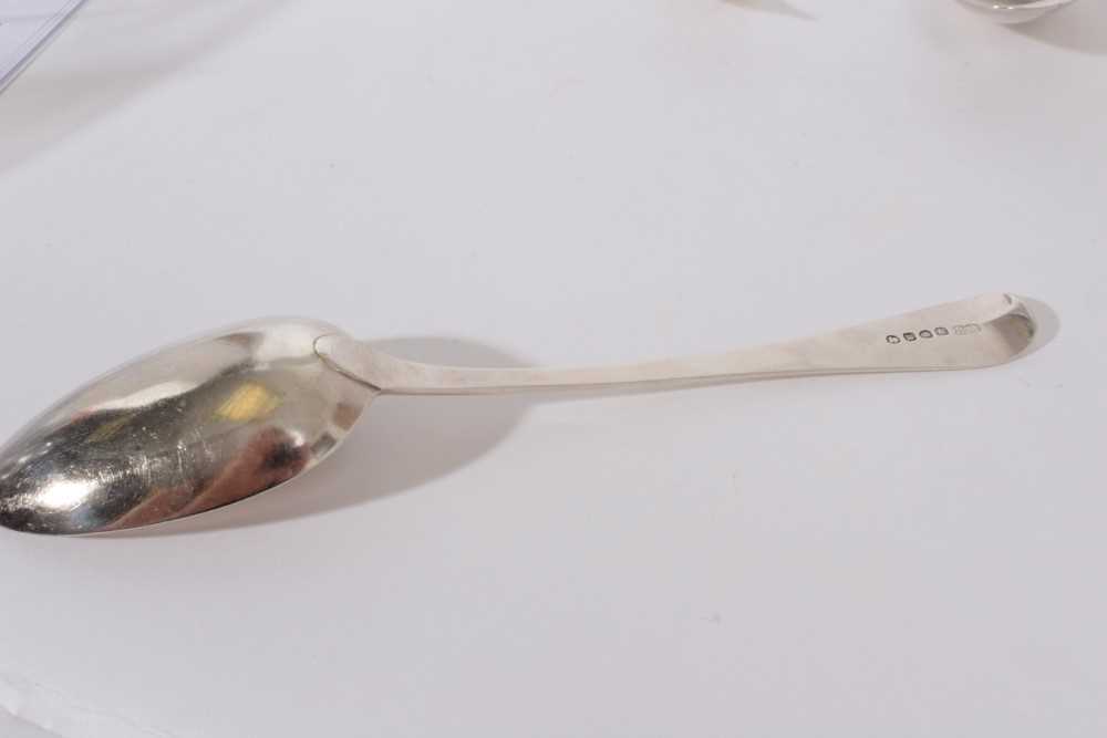 Six George III Old English pattern silver table spoons together with four Hanoverian pattern silver - Image 6 of 7