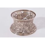 Edwardian silver dish of small proportions with pierced animal, scroll and foliate decoration, with