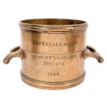 Mid 19th century Irish bronze grain measure