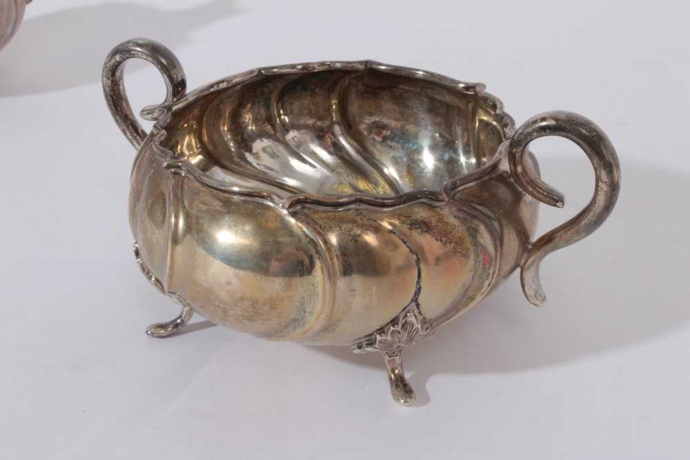 Early 20th Century Danish silver sugar bowl and milk jug, with wrythen decoration and scroll handles - Image 2 of 5