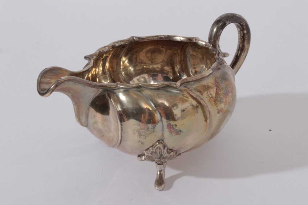 Early 20th Century Danish silver sugar bowl and milk jug, with wrythen decoration and scroll handles - Image 4 of 5