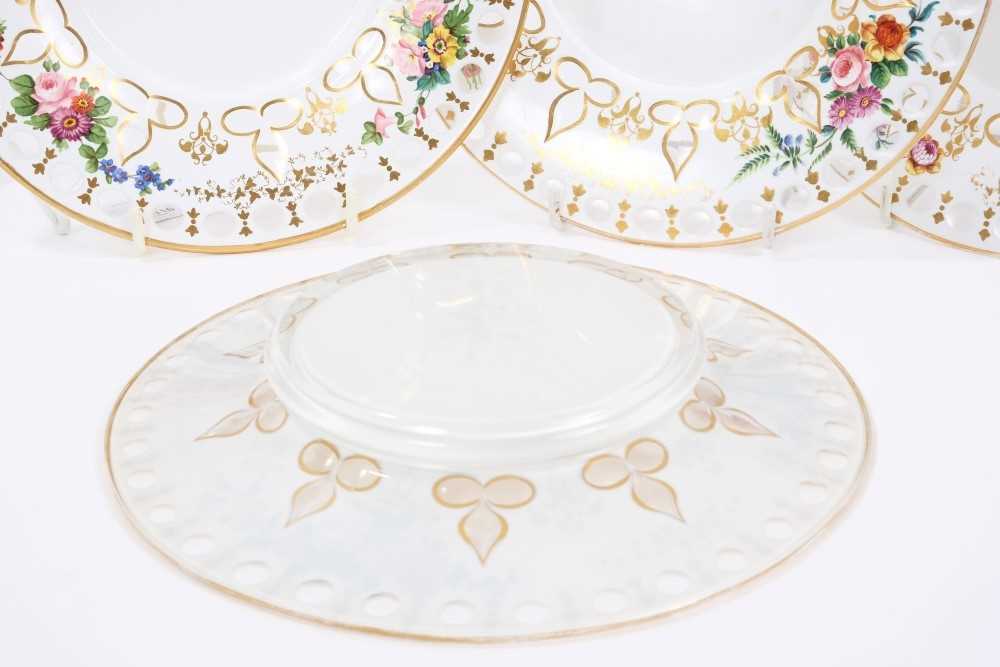 Set of six late 19th century Bohemian overlaid glass dessert plates. - Image 3 of 3