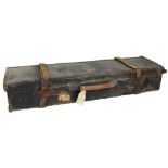 Early 20th century H. Holland leather and oak double gun case, fitted for 28.5 inch barrels, paper l