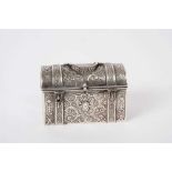 19th century Dutch silver casket of rectangular form with overall chased decoration, domed hinged co